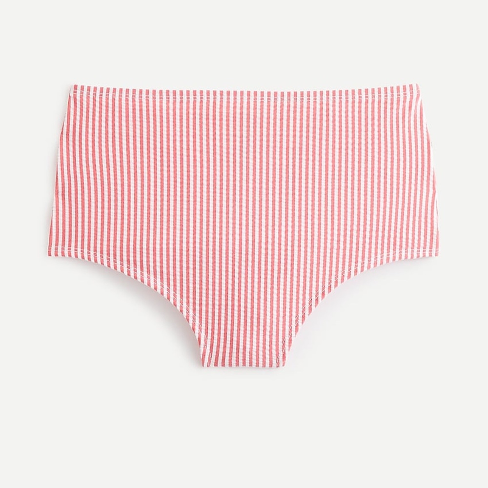 NWOT High-waisted bikini bottom in seersucker